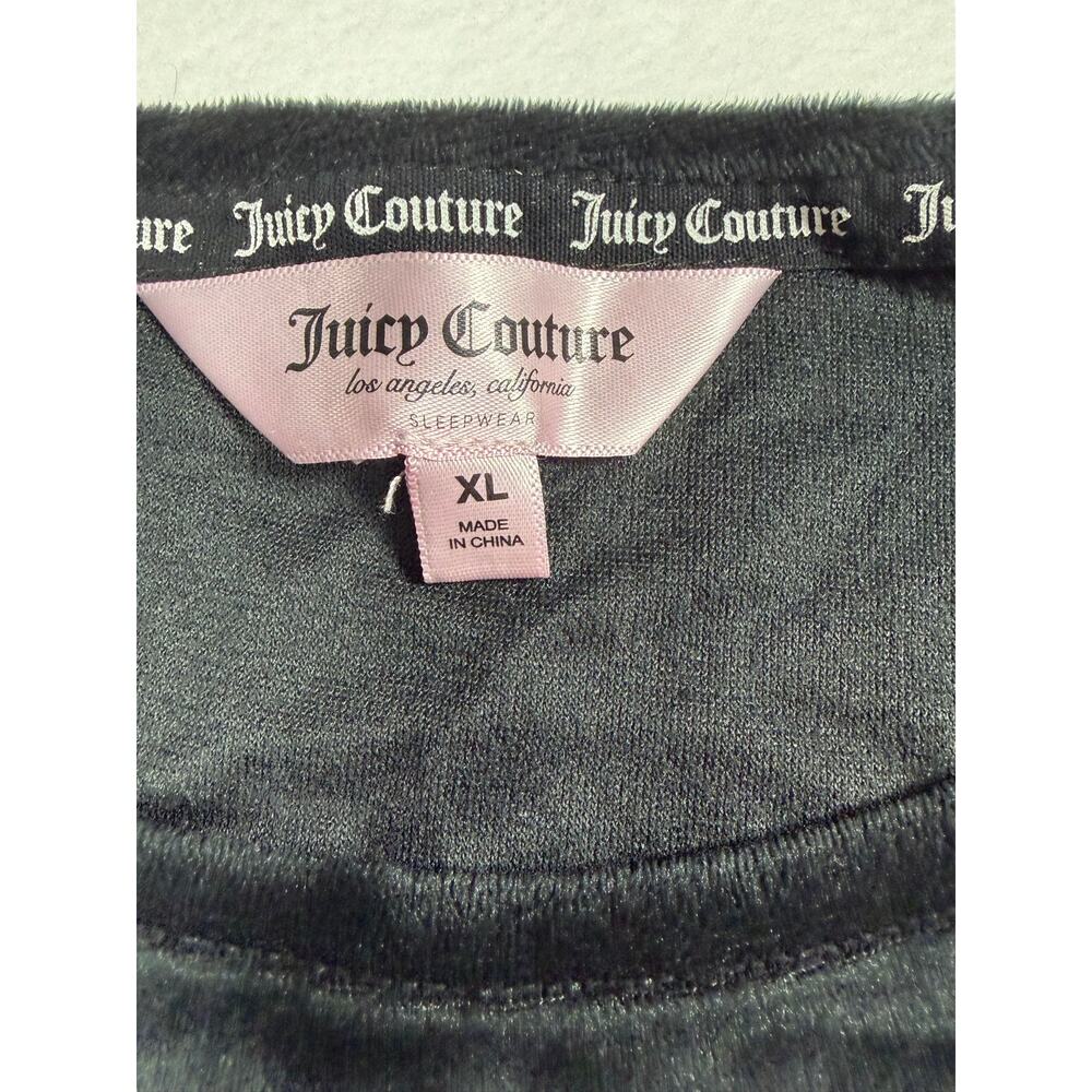 Juicy Couture Velour Sleepwear Top Womens XL Black Rhinestone Lounge Top Y2K - Picture 3 of 5